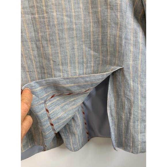 Mens Rizzoli Size 44R Linen Blue Stripe Blazer 3 Button Double Vent Italy REE105 - Picture 10 of 15